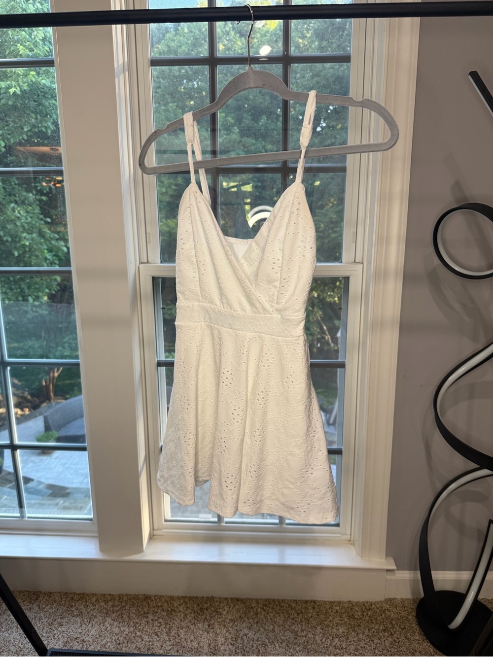 T.J.Maxx White Eyelet Mini Dress with Spaghetti Straps